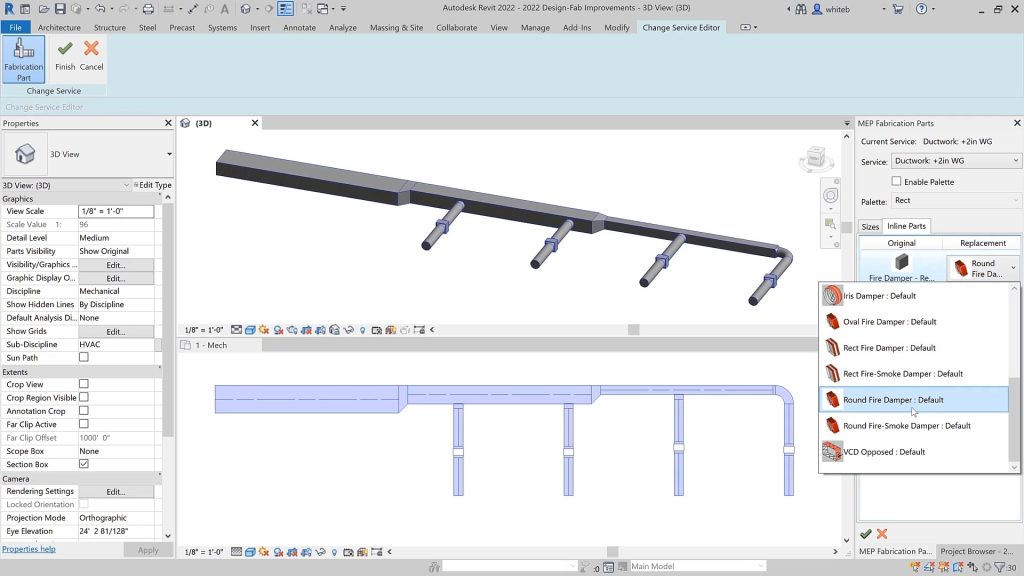 Revit 2022 design to fabrication improvements