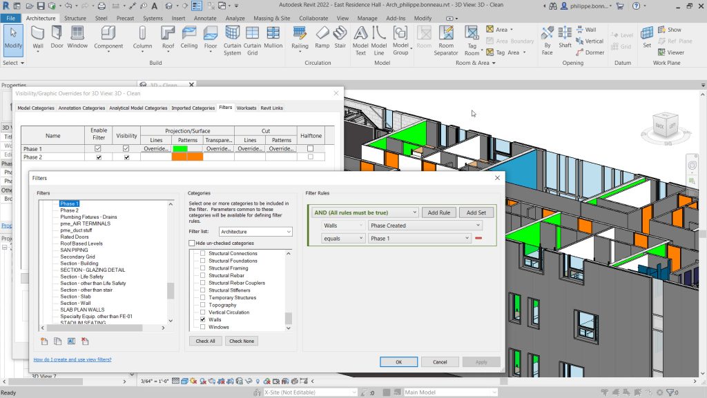 Revit 2022 phase parameters in view filters