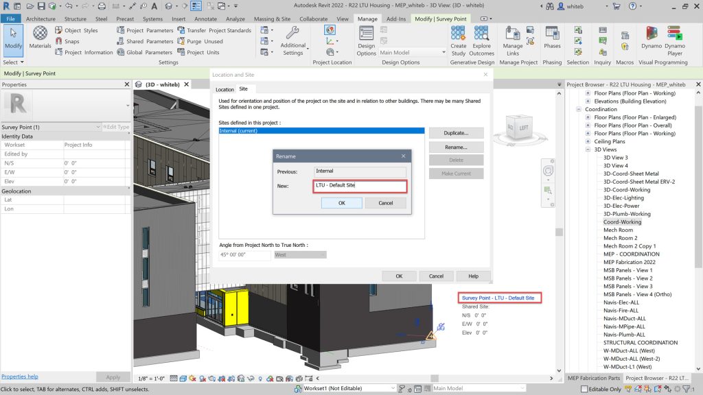 Revit rename default shared site