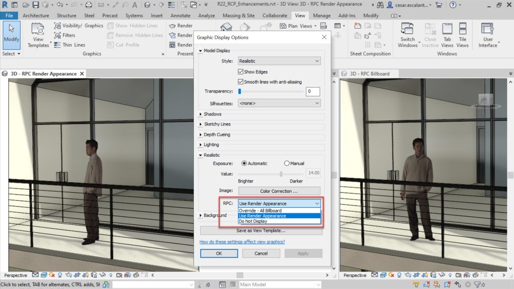 Revit rpc face forward option