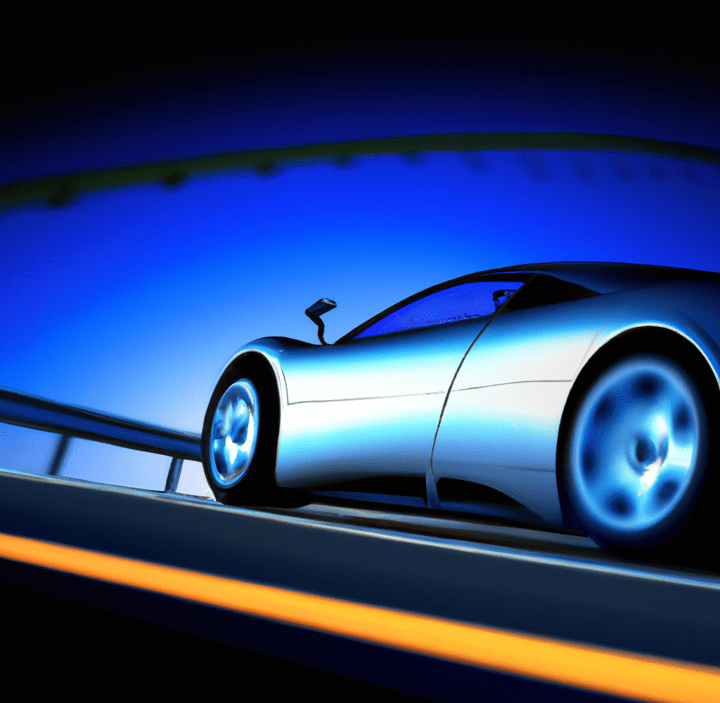 Sportscar driving- on a futuristic road