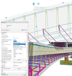 Whats New in Autodesk Revit 2024 - New Path Alignment Options for Freeform Rebar. These new alignment options for the freeform rebar in Revit 2024, increase 3D rebar modeling versatility and help you define the accurate reinforcement for standard and non-standard shapes of concrete elements. You can now choose how to align the bars in the rebar set and also you can make the bars in the set to be parallel to the planar face selected in the Align/Close constraint. You can also set the alignment options for free form rebar sets, using the Bar Alignment parameter in the Properties palette of the structural rebar or using the in-canvas toggle.