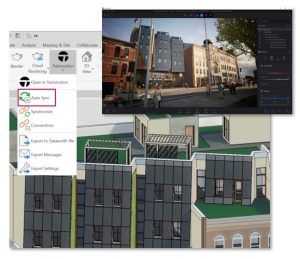 Whats New in Autodesk Revit 2024 - Revit to Twinmotion Enhancements. Expedite your renderings updates with the Auto Sync link in Twinmotion with Revit 2024. The Auto Sync functionality has been added to the Twinmotion drop-down menu. Auto Sync supports automatic synchronisation of changes from the active Revit model to the direct link connection in Twinmotion or Unreal Engine. A 3D view needs to be active in order to enable Auto Sync, which is then associated to that 3D view. Once Auto Sync is enabled while in a 3D view, all visible geometry in this view is automatically kept in sync.