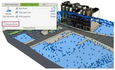Whats New in Autodesk Revit 2024 - Site Design – Show Shape-Edit Control Points. You can preview the display of a Toposolid control points during pre-highlight and selection. Turn off the display of points toggle if you experience performance issues. The toggle is available as a drop-down panel of the Shape Editing tool. The points will be always accessible when to edit the Toposolid using the Modify sub-element tool. Autodesk AutoCAD Revit LT Suite and Revit. Autodesk Revit training, fundamentals, advanced and family management training.